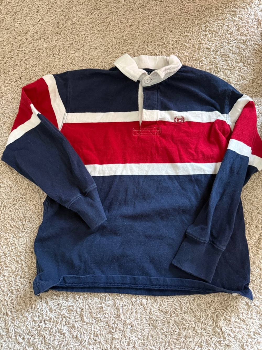 Chaps Navy & White Cotton Rugby Shirt